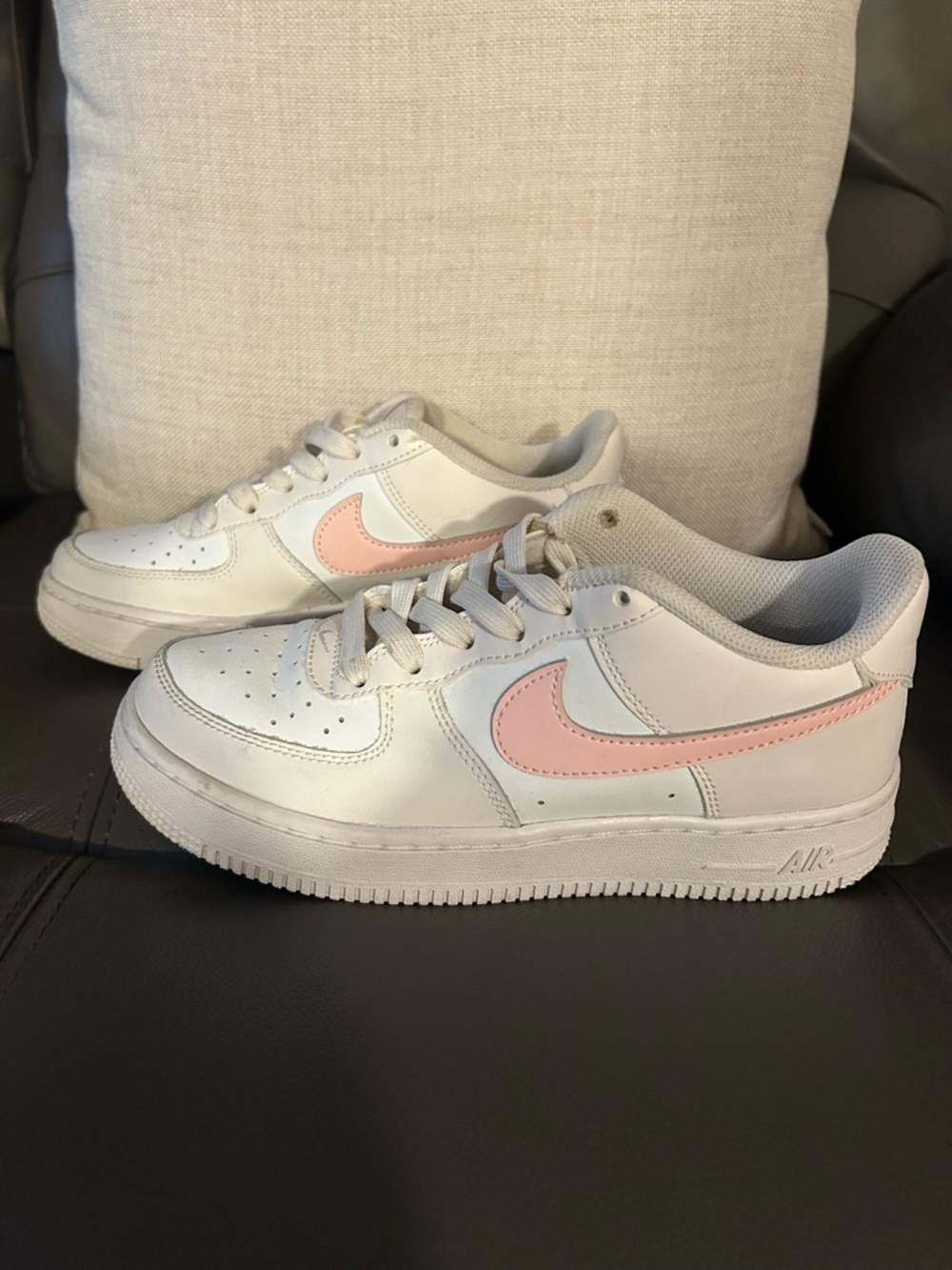 Nike White Sneakers with Pink Swoosh Low Top